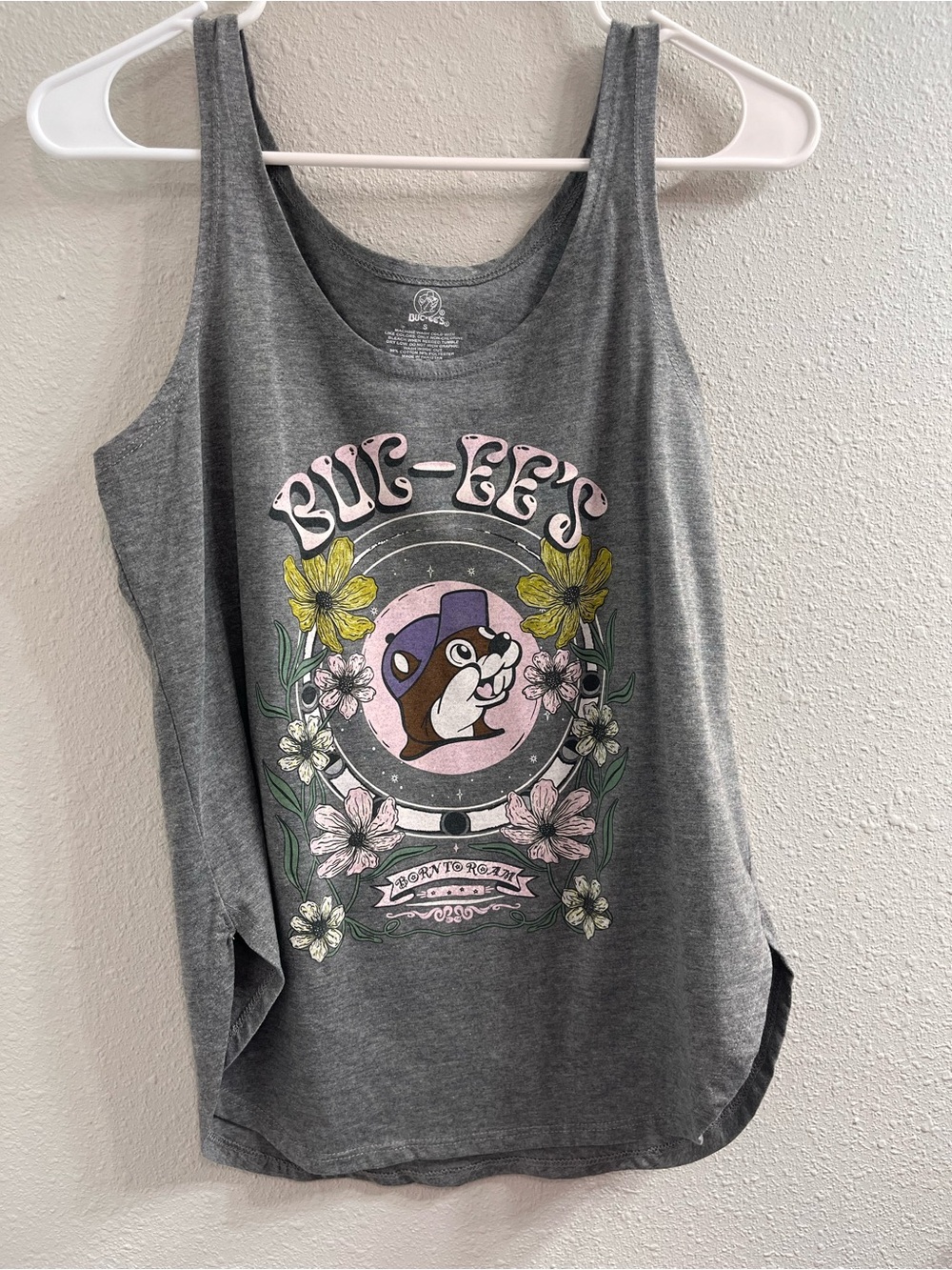 Buck-Eye Graphic Tank Top - Gray with Pink, Yellow & Green Print